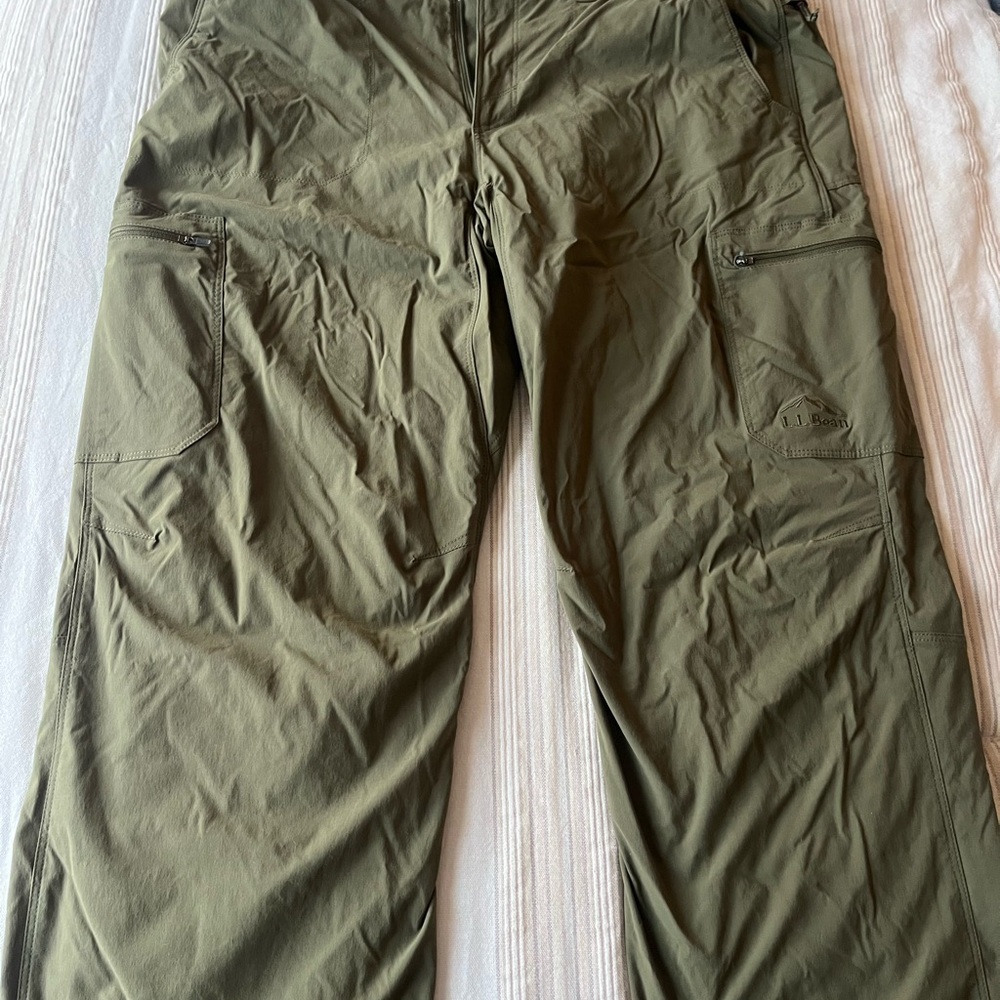 L.L. Bean insulated Men's Forest Green Cargo Pants for hiking or workwear